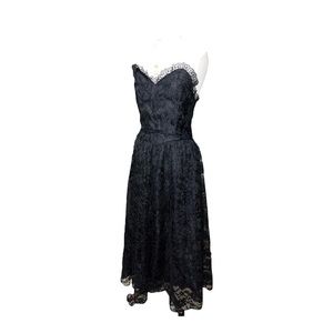 90s Y2K Lace Dress Maxi Madonna Black Corset Structured Bust